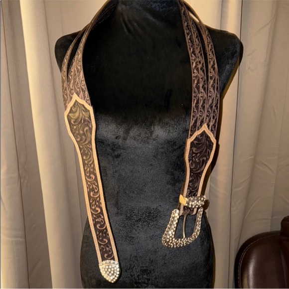 Brown Embellished Belt with Silver Accents - Picture 8 of 8